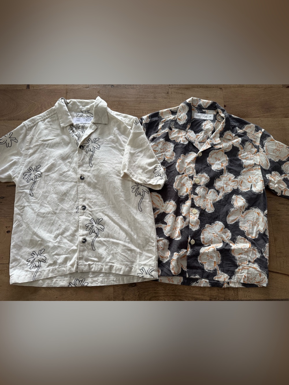 Zara bundle 2 Casual vacation resort summer Hawaiian Button-Up Shirts sz 8-9